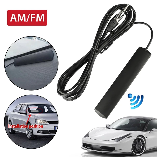 1x Hidden Antenna Car Radio Stereo Stealth FM AM For Truck Motorcycle Boat Black