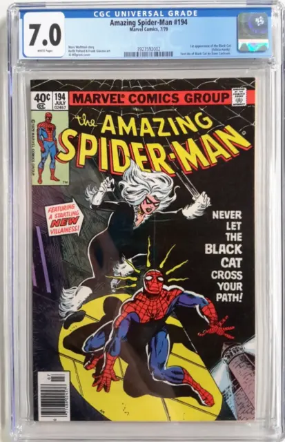 🕸Amazing Spider-Man #194 Cgc 7.0*1979, Marvel*1St App. Of Black Cat*Newsstand🕷