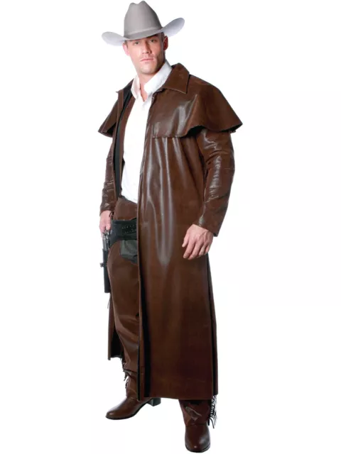 Men's Brown Cowboy Duster Costume Coat Large 42-46