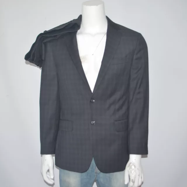 JOS A BANK Traveler Slim Fit 100% Wool Charcoal Flat Front Suit Sz 40R 34 x 31