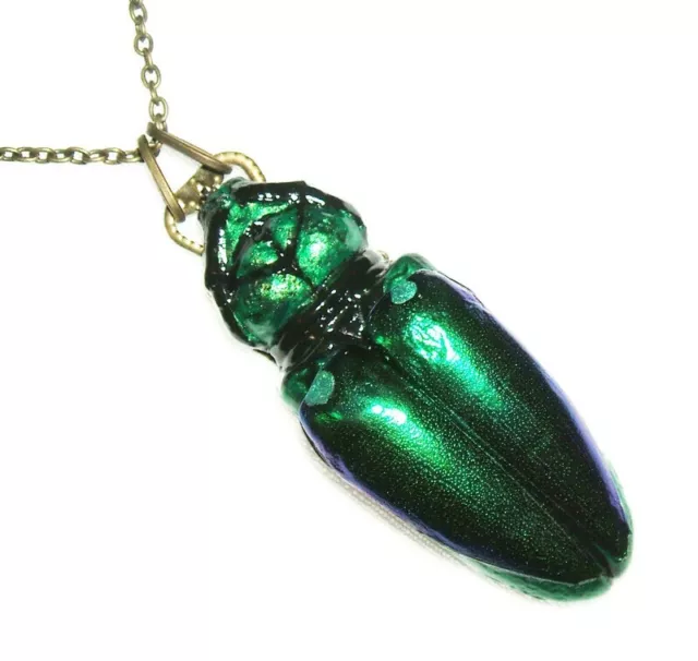 GREEN SCARAB Necklace Egyptian Revival Beetle Wings Pendant Vintage Style