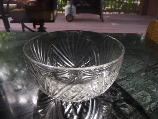 Finger Bowl, American Brilliant Period Cut Glass Crystal Strawberry Diamond Fan