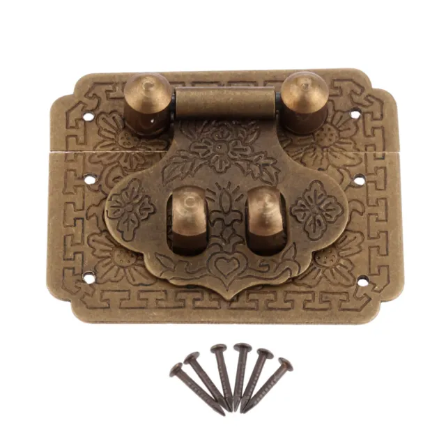 Retro Brass Chest Hasp Buckle Lock Latch For Suitcase Cabinet Wood Jewelry Box