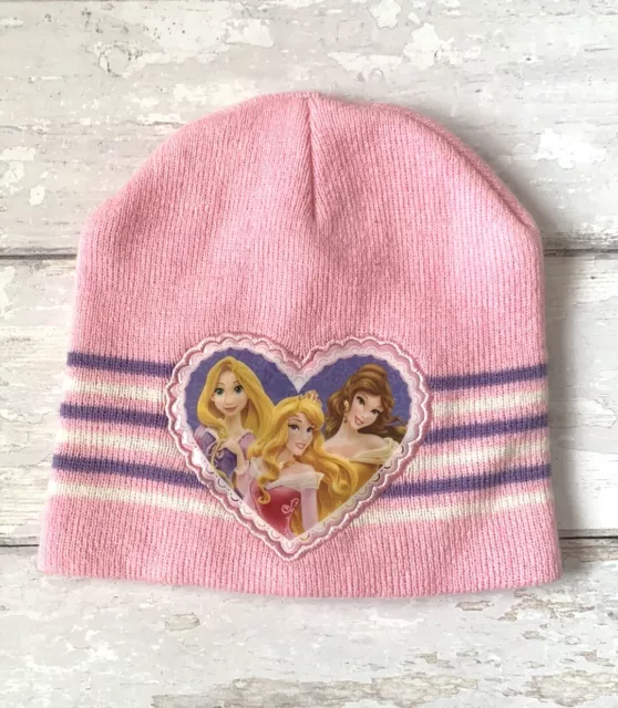 Disney Princess Kids Winter Beanie Pink Purple Stripes  Girls Aurora Belle