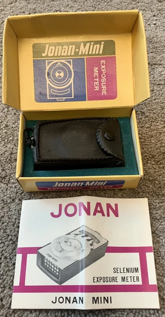 Medidor de luz de exposición de selenio Jonan mini vintage con estuche-caja-instrucciones retro
