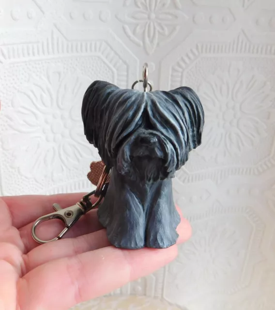 Skye Terrier Key chain Handmade Furever Clay Resin Sculptures by Raquel