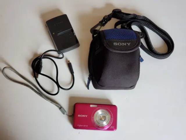 Sony PINK Cyber Shot DSC-W310 12.1MP Digital Camera TESTED with Case 4X Opt Zoom