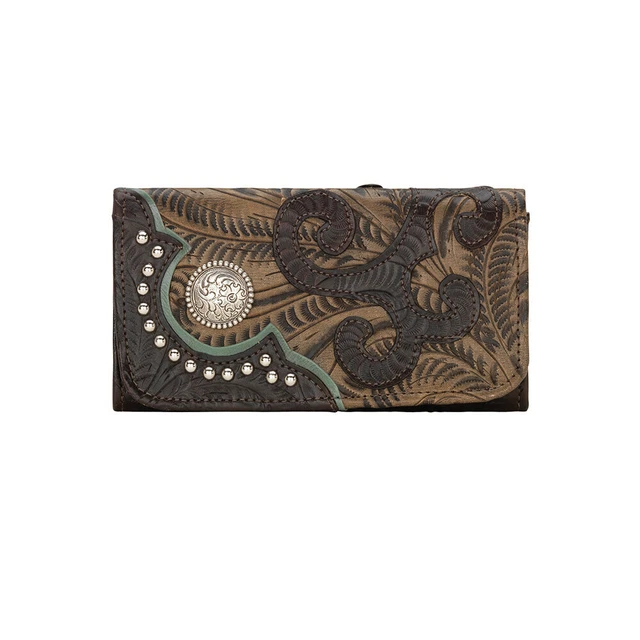 American West Womens Annie's Secret Collection Ladies' Tri-Fold Wallet-Chocolate