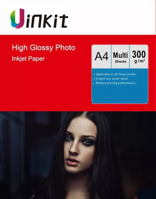 A4 300Gsm High Glossy Photo Paper Inkjet Paper Printer Uinkit 100-1000 Sheets