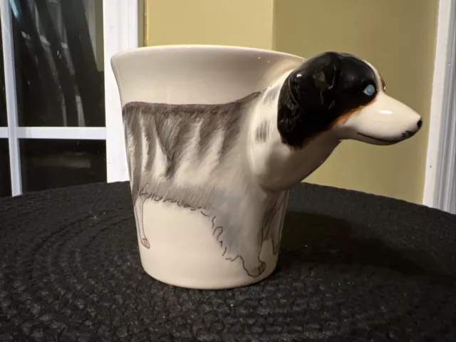 Rare Australian Shepherd 3D Ceramic Coffee Mug Handmade by Blue Witch Beautiful!