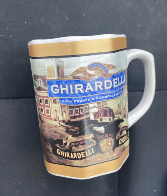 VTG GHIRARDELLI Chocolate  Ceramic Mug / Octagon Shape / # 31985