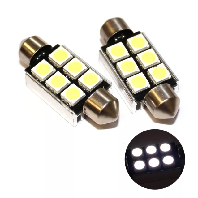 Passend für Renault Espace MK2 2.2 4x4 weiß 6-SMD LED 39 mm Festoon Nummernschild Glühbirnen