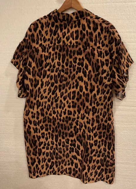 alice olivia Shirt Dress Women Medium Animal Print Short Sleeve Cupro NEW $295 3