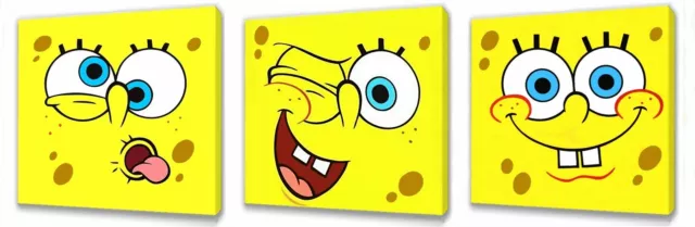 Sponge Bob Kids canvas wall art plaque/pictures set of three you choose the size