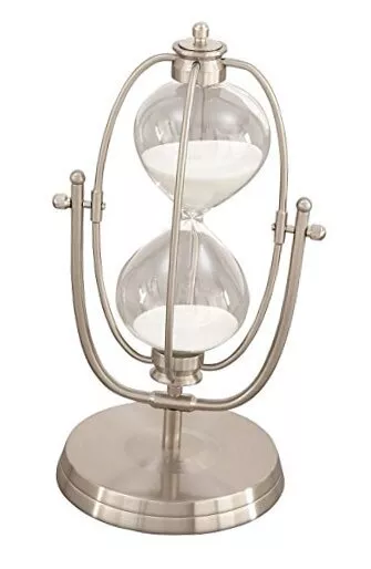 Deco 79 53425 Iron Swivel Hour Glass 12" x 6" Silver