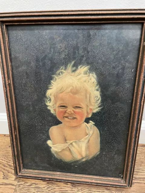 H B Urgelles Vintage Sonny Boy Baby Print RARE Framed Unique NL