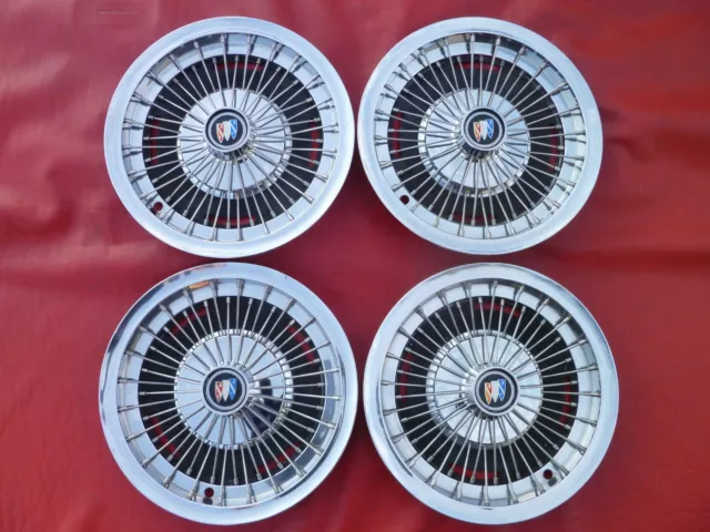 Vintage 1964-69 Buick Wildcat Riviera Two Bar Spinner Hubcaps Wheel Covers
