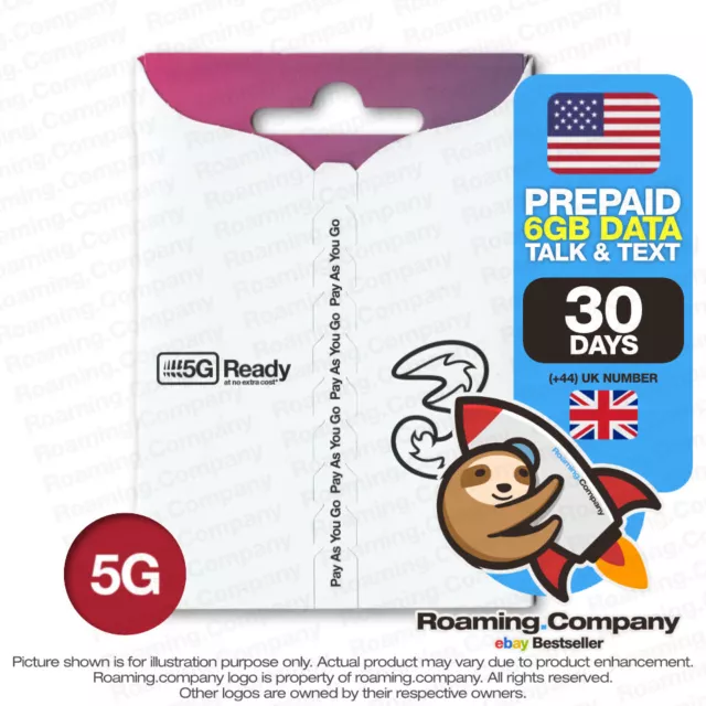 🚀 USA 30DAY 6GB DATA TALK TEXT 4G 5G Prepaid Travel SIM Roaming No Contract NEW