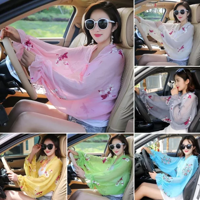 Arm Warmers Chiffon Beach Shawl Sun Protection Sleeves Long Shirt Driving Scarf