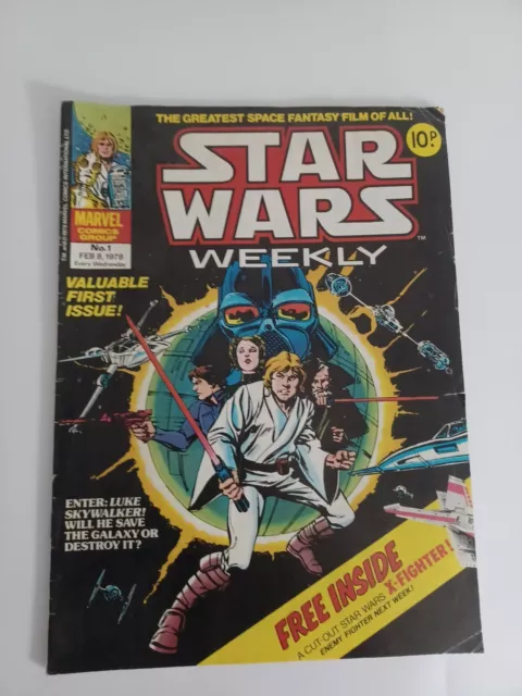 Very Rare Original  #1 UK Star Wars Weekly Marvel Comic No 1 Feb 8 1978 NO GIFT