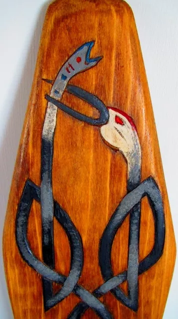 Celtic Viking Knot Hand Carved Painted Cedar Wood Paddle Oar Bird & FishTrinity