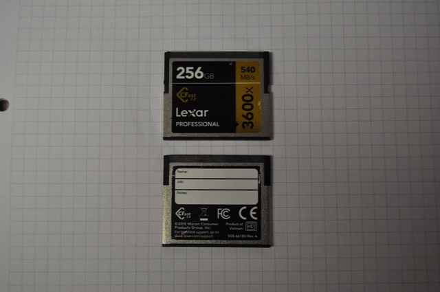 Lexar 256GB 3600x Cfast Compact Flash Carte Mémoire LC256CRBEU3600 Vidéo Capture