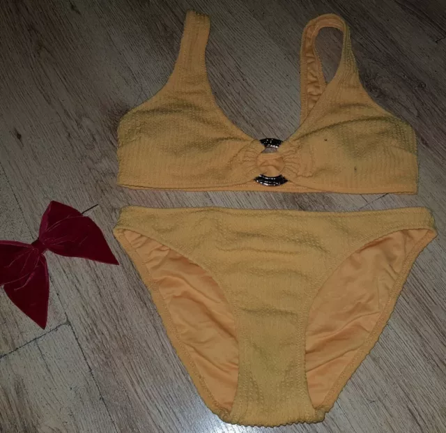 Gorgous yellow NEW LOOK bikini top bottom set Size 10 12