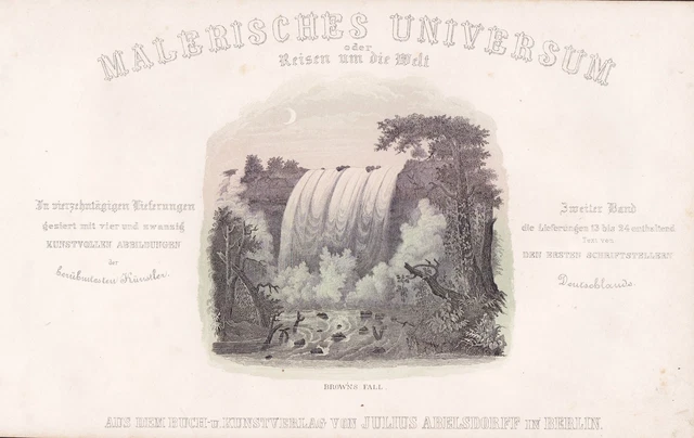 Browns Fall Cascada América America Litografía Litio Schwabe Osti 1850