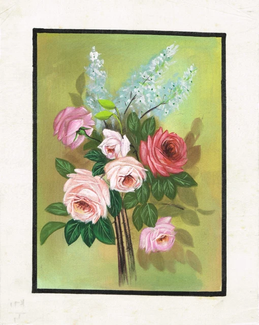 Main Indien Flora Fleur Peinture Main Miniature Nature Art Sur Soie Vêtements