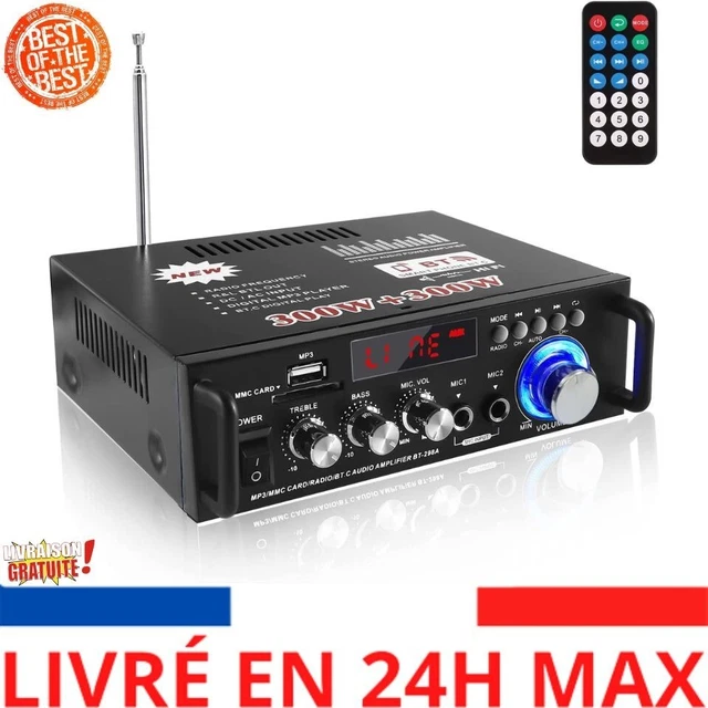 Amplificateur Audio Hi-Fi 5 Canaux 600W - Bluetooth 5.0, USB, FM, RCA - Pour Home Cinéma, Karaoké Et Platine Vinyle