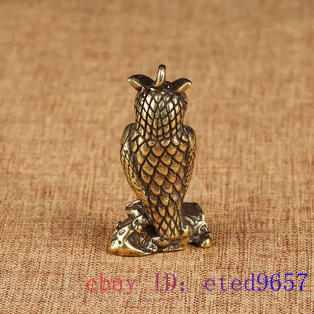 Brass owl Figurines Gifts Fengshui Key buckle Small Pendant Jewelry Ornaments