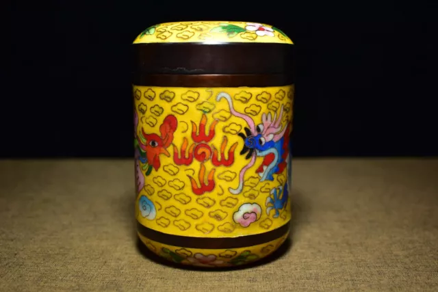 YellowChina old cloisonne hand painting dragon phoenix pattern exquisite tea pot