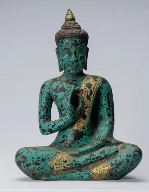 Bouddha - Ancien Khmer Style Assis Bois Statue de Teaching Mudra - 39cm/16 "