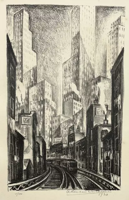 ADRIAAN LUBBERS New York City LITHOGRAPHIE Chatham Square 1/100 usa 1930