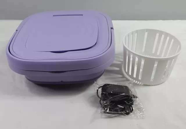 New, Purple FOLDING Washing Machine Portable 12v/8L (all parts shown) #MLSC-01