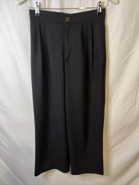 Zara Ladies Black High Waisted Work Formal Trousers Size XS