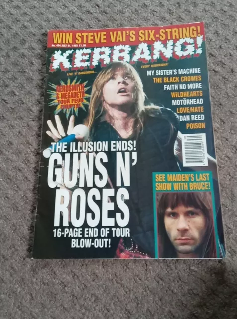 kerrang magazine 1993 no 454 Guns n roses Use your illusion tour Very Rare Uk