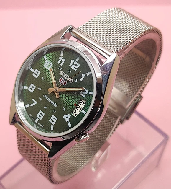 Seiko 5 automatic men's steel day/date vintage japan made watch run order