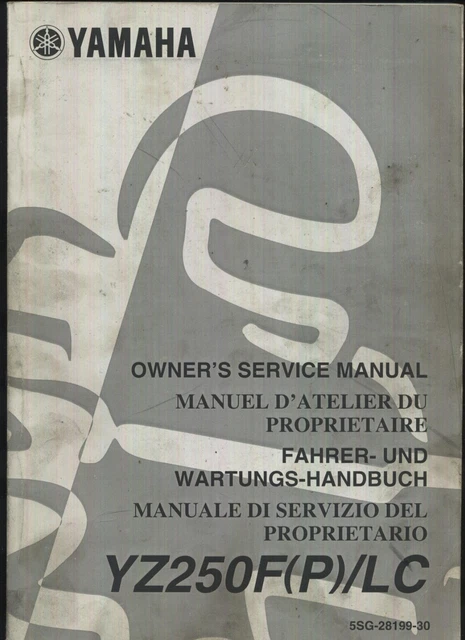 Yamaha YZ250F-P (01-02) Genuine Factory Work Shop Manual YZ 250 F FP LC 5SG CV91