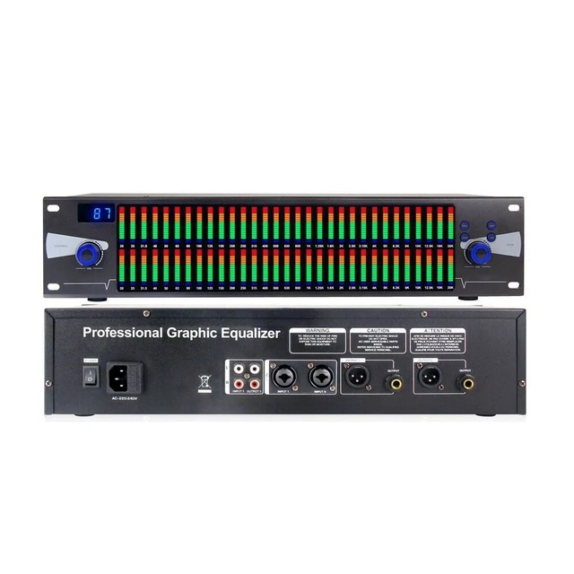 Égaliseur Numérique 15 Bandes Double Canal Avec Télécommande - Affichage Spectre 31 Bandes - Alimentation 100-240V - 12