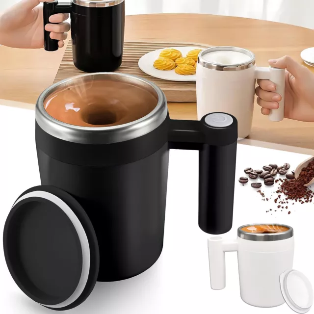 400ml Selbstrührender Becher mit Deckel,Automatische Magnetrühr-Kaffeetasse