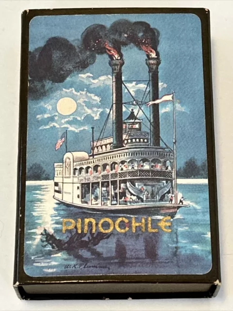 Vintage 48 Playing Cards Decks - US Riverboat - Steamboat - Boat - Pinochle