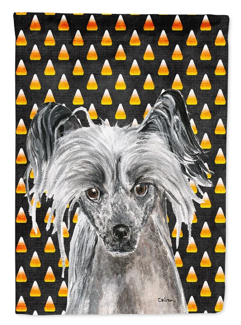 Chinese Crested Candy Corn Halloween Flag Garden Size SC9536GF