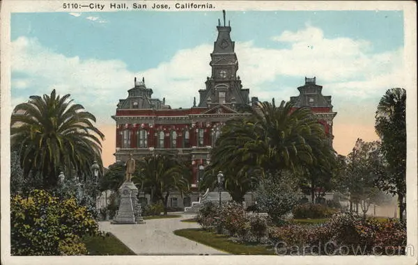 San Jose,CA City Hall Santa Clara County California Pacific Novelty Co. Postcard