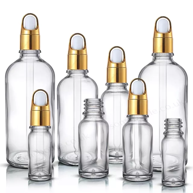 CLEAR Glass Dropper Bottle with GOLD Flower Basket Shape Pipette Wholesale