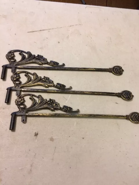 3 Vintage Art Deco Swing Arm Expandable Curtain Rods  A