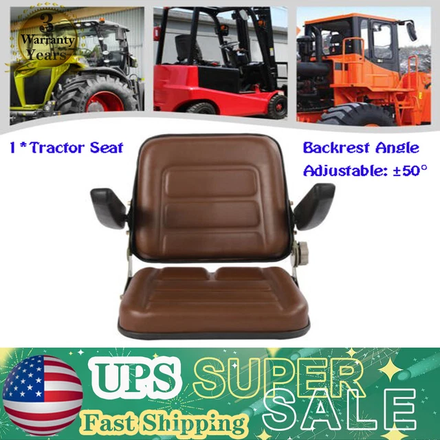 Tractor Seat W/Armrest For Dumper Forklift Mower Digger With Adjustable Backrest