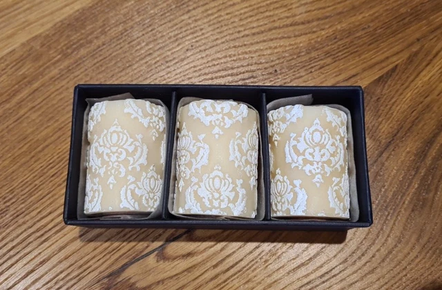 Kerze DAMASK LEAF Votiv 3er Set Geschenk Dekokerze handgefertigt in Bali