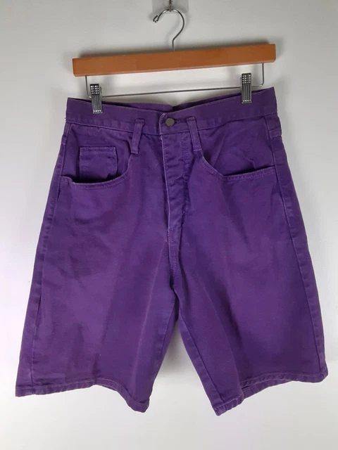 Vintage 80s Womens Purple Denim Jean High Waist Bermuda Shorts 100% Cotton 27