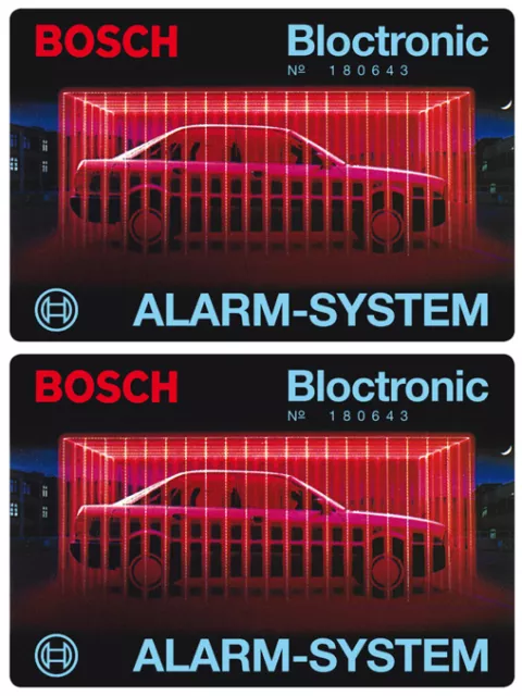 2x Bosch Bloctronic Auto Alarm Aufkleber – Alarmanlage Scheibenaufkleber